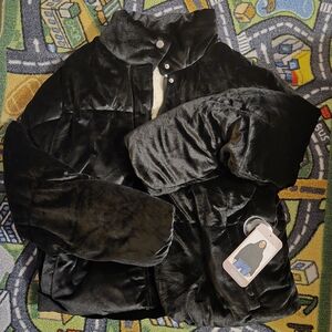 Cisono Black Velvet Women's Puffer Jacket